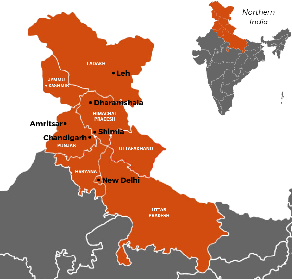 Northern India map